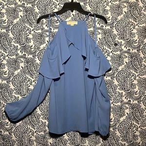 •NWOT• Michael Kors Flounced Cold Shoulder Top